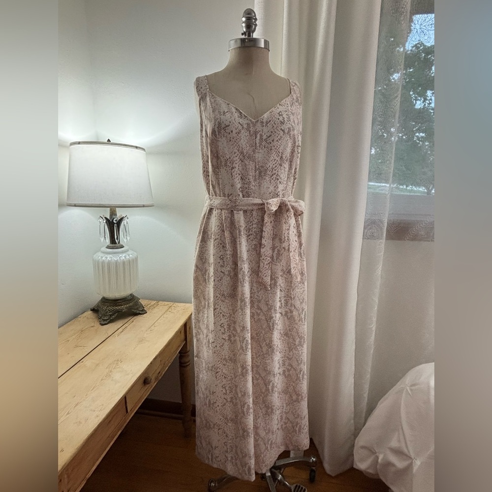 LOFT Pink/Grey Snakeskin Jumpsuit, 10, NWT